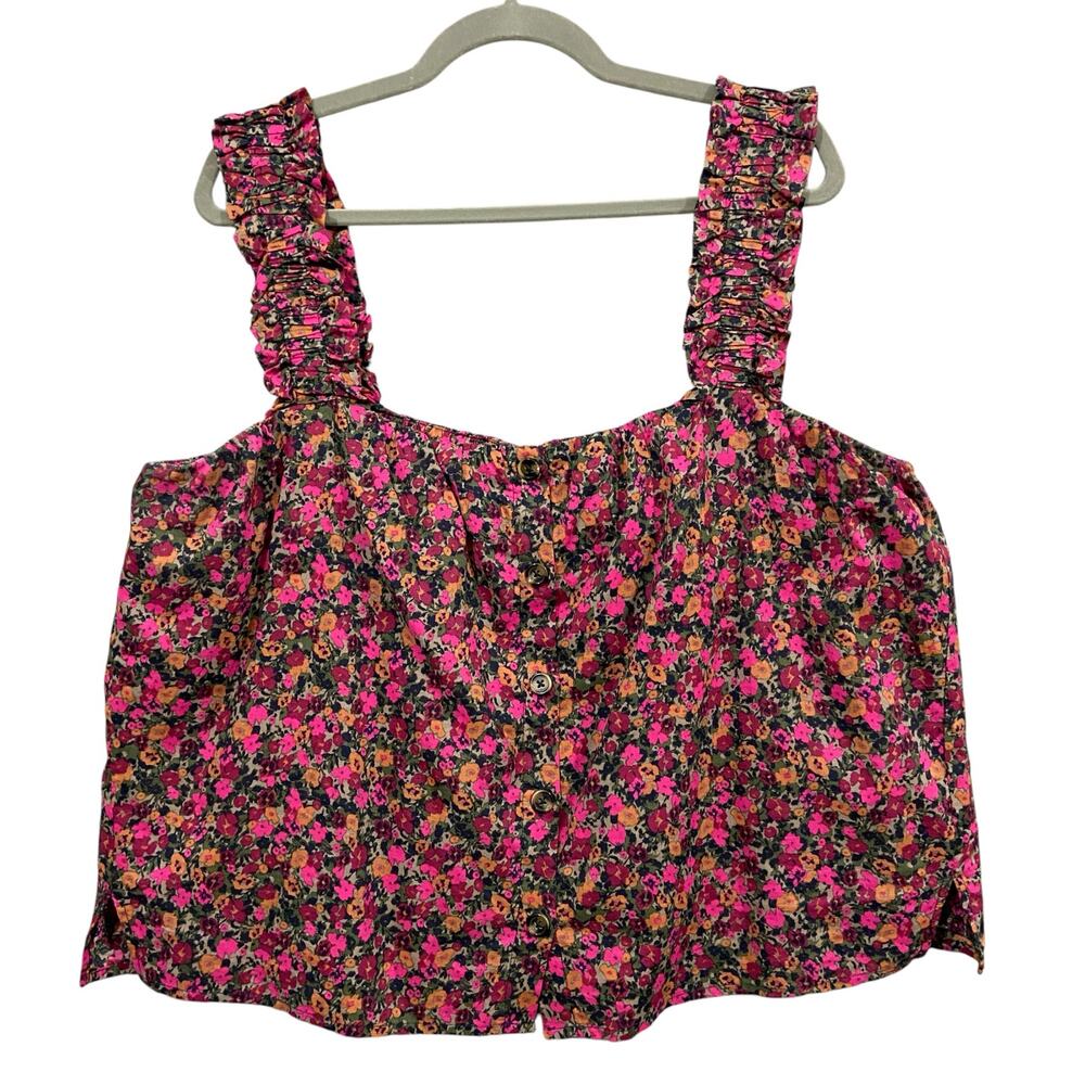 Treasure & Bond Ruffle Strap Cotton Floral Size 2X